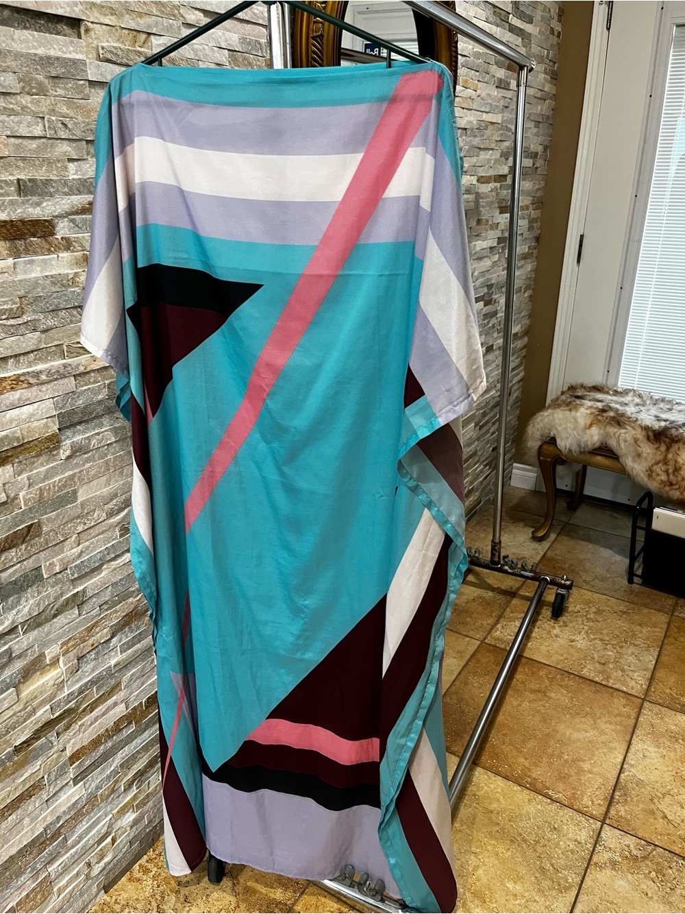Washable Silk Blend Maxi Caftan VGC